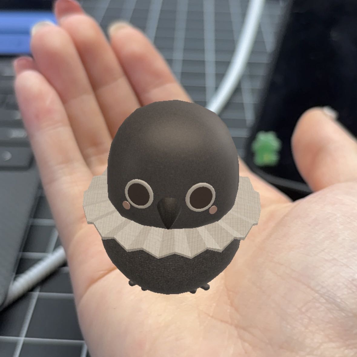 Putting the little crow on my hand